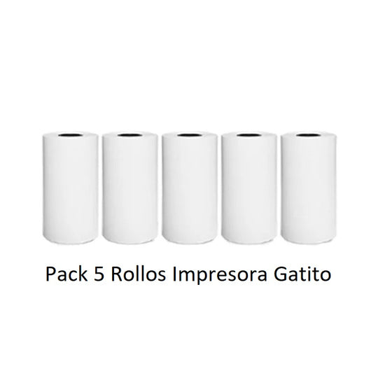 Pack 5 rollos Para Impresora Gatito